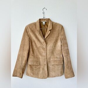 Vintage Uniform By John Paul Richard Womens Suede Leather Jacket 10 Tan Lined